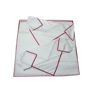 4 Vintage Simtex By Stevens Napkins White Red 12x12.75"
